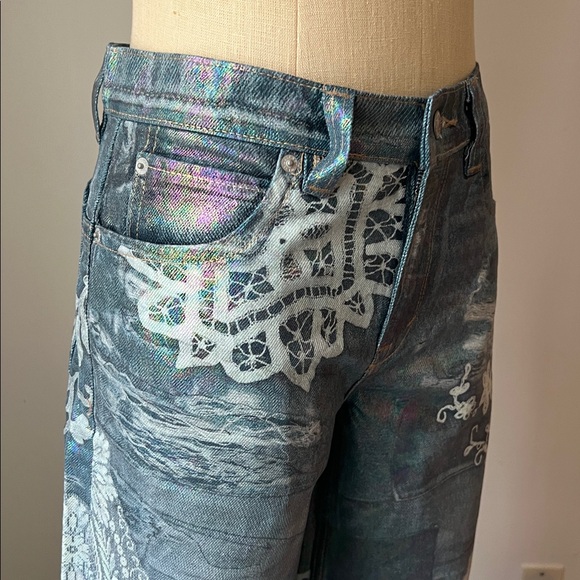 Free People We The Free Iridescent Tinsley Baggy High Rise Jeans- 26 - Picture 10 of 16